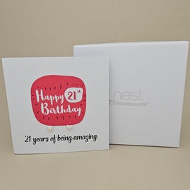 Boxed 21st Birthday Heart Stud Earrings Card Boxed 21st Birthday Heart Stud Earrings Card