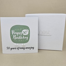 Boxed 50th Birthday Star Stud Earrings Card Boxed 50th Birthday Star Stud Earrings Card