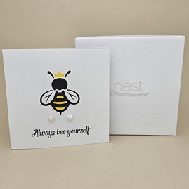 Boxed 'Bee Yourself' Heart Stud Earrings Card Boxed 'Bee Yourself' Heart Stud Earrings Card