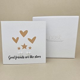 Boxed 'Good Friends' Star Stud Earrings Card Boxed 'Good Friends' Star Stud Earrings Card