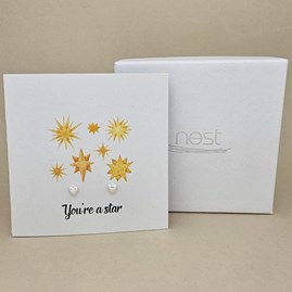 Boxed 'You're A Star' Heart Stud Earrings Card Boxed 'You're A Star' Heart Stud Earrings Card