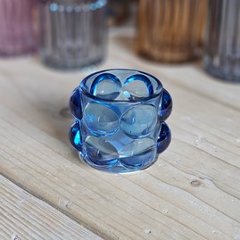 Bubble Glass Blue Tea Light Holder