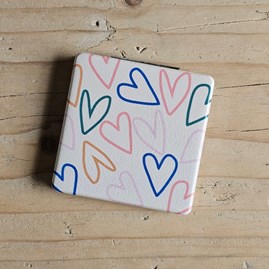 Caroline Gardner Multi Outline Hearts Square Pocket Mirror Caroline Gardner Multi Outline Hearts Square Pocket Mirror