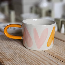 Caroline Gardner Pink and Orange Hearts Mug