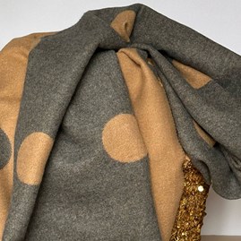 Cashmere Blend Dots Scarf in Camel and Grey Cashmere Blend Dots Scarf in Camel and Grey