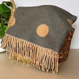 Cashmere Blend Dots Scarf in Camel and Grey Cashmere Blend Dots Scarf in Camel and Grey