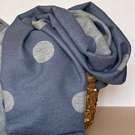 Cashmere Blend Dots Scarf in Denim Blue