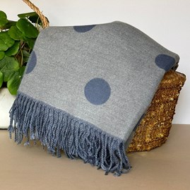 Cashmere Blend Dots Scarf in Denim Blue