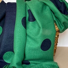 Cashmere Blend Dots Scarf in Green Cashmere Blend Dots Scarf in Green