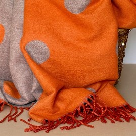 Cashmere Blend Dots Scarf in Orange Cashmere Blend Dots Scarf in Orange