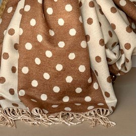 Cashmere Blend Spots Scarf in Beige Cashmere Blend Spots Scarf in Beige