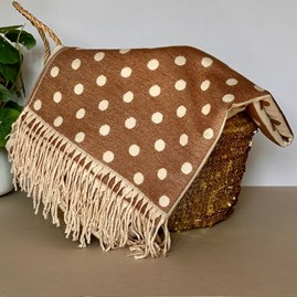 Cashmere Blend Spots Scarf in Beige Cashmere Blend Spots Scarf in Beige