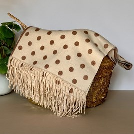 Cashmere Blend Spots Scarf in Beige Cashmere Blend Spots Scarf in Beige