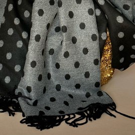 Cashmere Blend Spots Scarf in Black and Grey Cashmere Blend Spots Scarf in Black and Grey