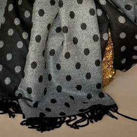 Cashmere Blend Spots Scarf in Black and Grey