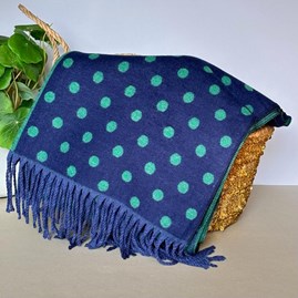 Cashmere Blend Spots Scarf in Green and Navy Blue