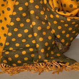 Cashmere Blend Spots Scarf in Mustard Yellow Cashmere Blend Spots Scarf in Mustard Yellow
