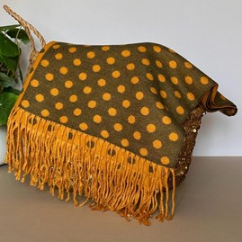 Cashmere Blend Spots Scarf in Mustard Yellow Cashmere Blend Spots Scarf in Mustard Yellow