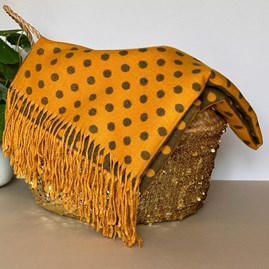 Cashmere Blend Spots Scarf in Mustard Yellow Cashmere Blend Spots Scarf in Mustard Yellow