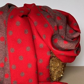 Cashmere Blend Spots Scarf in Red Cashmere Blend Spots Scarf in Red