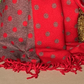 Cashmere Blend Spots Scarf in Red Cashmere Blend Spots Scarf in Red