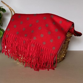 Cashmere Blend Spots Scarf in Red Cashmere Blend Spots Scarf in Red