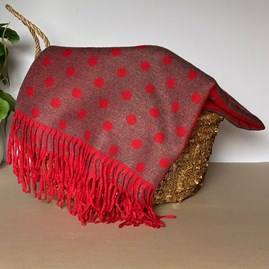 Cashmere Blend Spots Scarf in Red Cashmere Blend Spots Scarf in Red