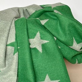 Cashmere Blend Star Scarf in Green and Grey Cashmere Blend Star Scarf in Green and Grey