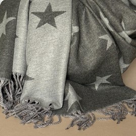 Cashmere Blend Star Scarf in Grey