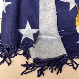 Cashmere Blend Star Scarf in Navy Blue and Grey Cashmere Blend Star Scarf in Navy Blue and Grey