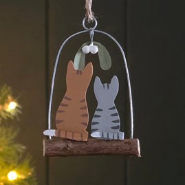 Cats Under Mistletoe Hanging Christmas Decoration