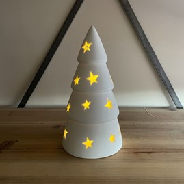 Ceramic LED Medium Christmas Tree with Stars Decoration Ceramic LED Medium Christmas Tree with Stars Decoration