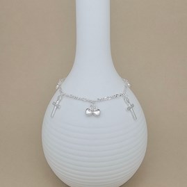 Children's Baptism Cross And Heart Bracelet Children's Baptism Cross And Heart Bracelet