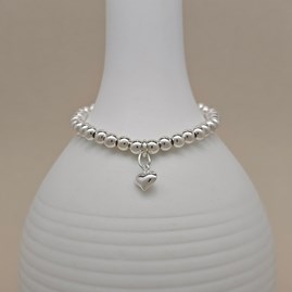 Children's Silver Heart Charm Beaded Bracelet Children's Silver Heart Charm Beaded Bracelet