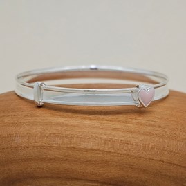 Children's Sterling Silver Enamel Heart Bangle Children's Sterling Silver Enamel Heart Bangle