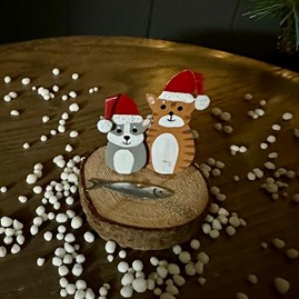 Christmas Cats and Fish Decoration