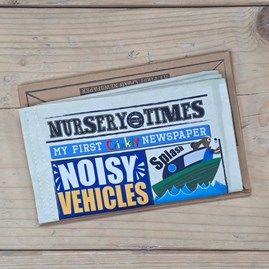 Crinkly Cloth Baby Newspaper Book - Noisy Vehicles