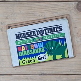 Crinkly Cloth Baby Newspaper Book - Rainbow Dinosaurs