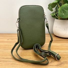 Cross Body Phone Bag in Dark Sage Green