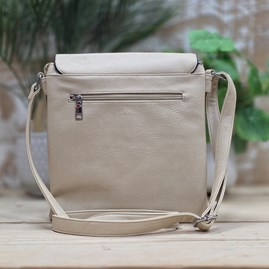 Cross Body Press Stud Bag in Beige