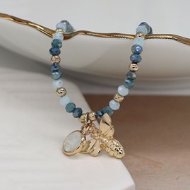 Crystal Bead Bracelet with Bee Charm and Round Crystal Crystal Bead Bracelet with Bee Charm and Round Crystal