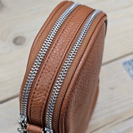 Double Zip Cross Body Bag in Brown Double Zip Cross Body Bag in Brown