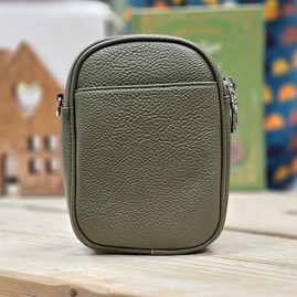 Double Zip Cross Body Bag in Dark Green