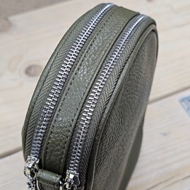 Double Zip Cross Body Bag in Dark Green