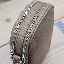 Double Zip Cross Body Bag in Dark Khaki Double Zip Cross Body Bag in Dark Khaki