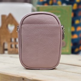 Double Zip Cross Body Bag in Dark Pink