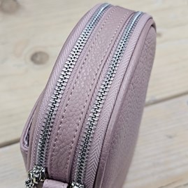 Double Zip Cross Body Bag in Dark Pink