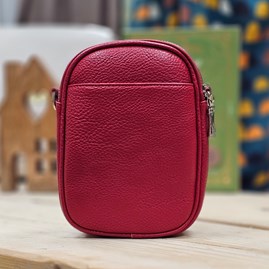 Double Zip Cross Body Bag in Dark Red