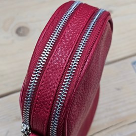Double Zip Cross Body Bag in Dark Red Double Zip Cross Body Bag in Dark Red