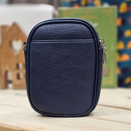 Double Zip Cross Body Bag in Navy Blue Double Zip Cross Body Bag in Navy Blue